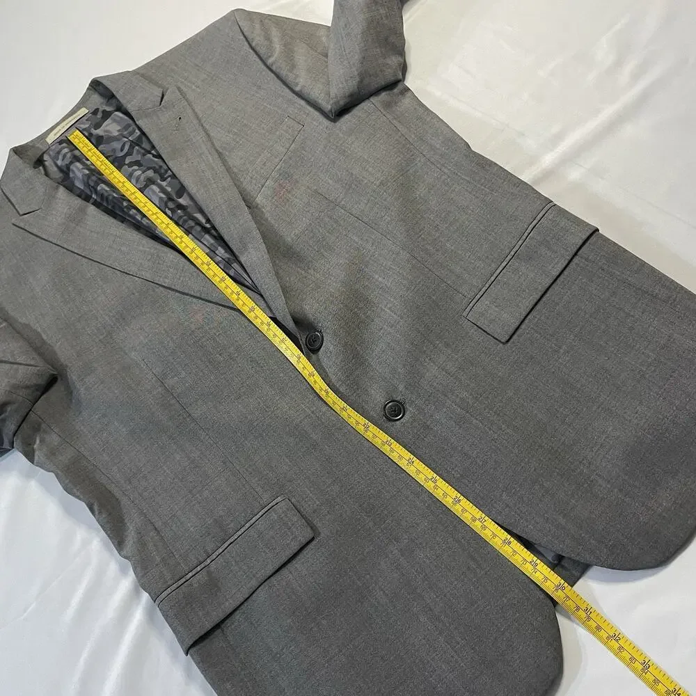 Joe Joseph Abboud Slim Fit 44R Gray Sharkskin Super 120s Wool Suit Jacket Camo